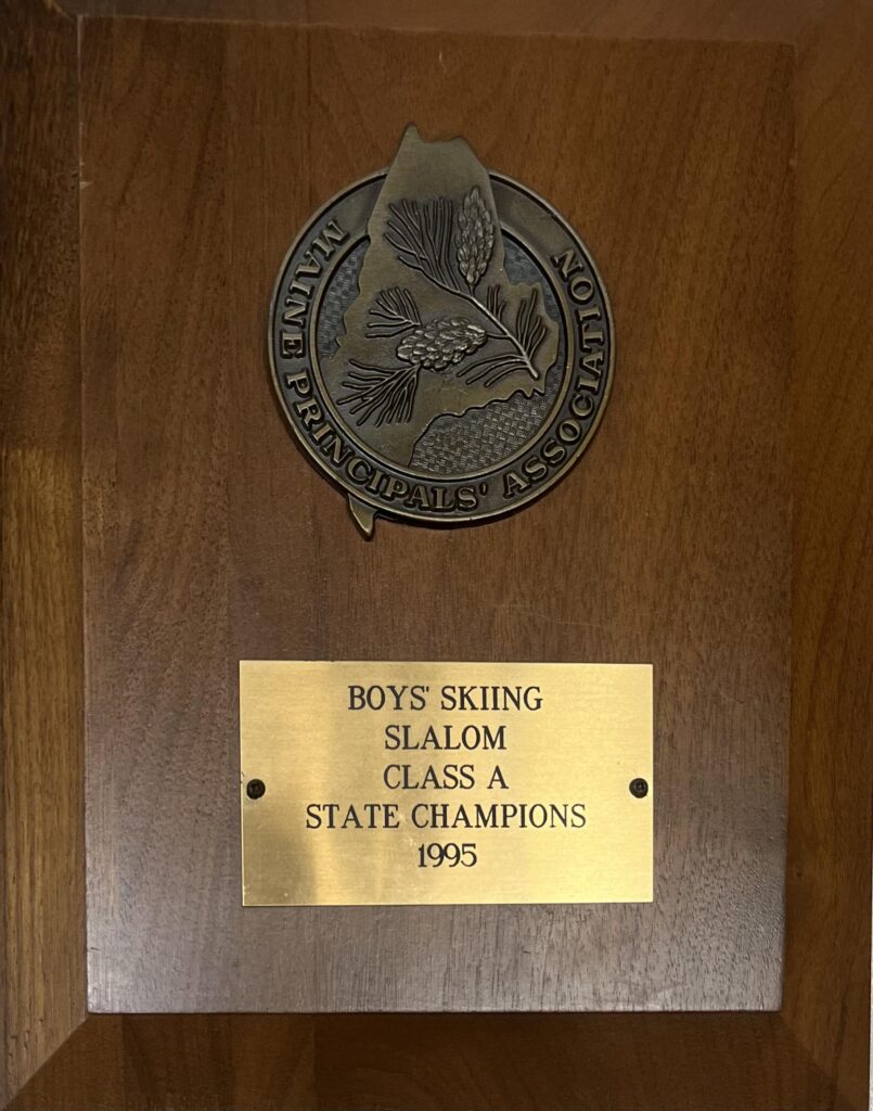 Award for boys class A slalom championship in 1995